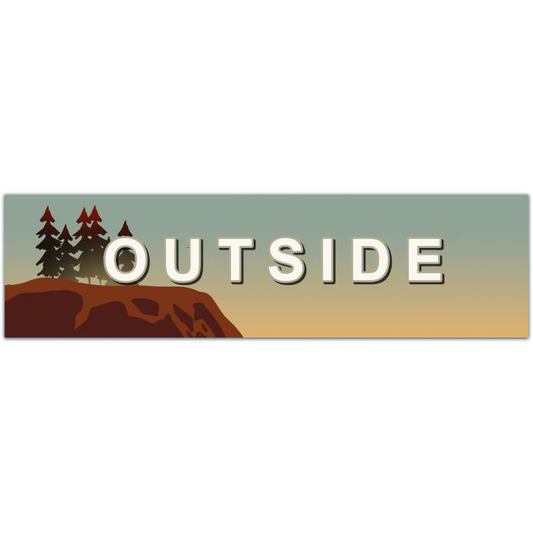 Outside Retro Vinyl Decal - Weatherproof Bumper Sticker - Retro 70s Sticker - Made In Oregon Bumper Sticker- Boho Art Bumper Sticker [02000]