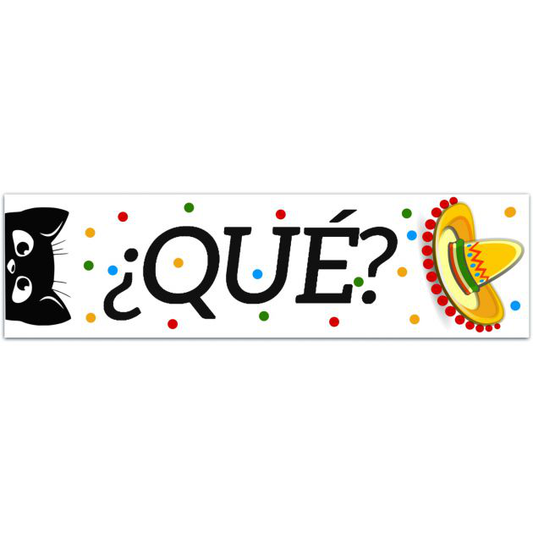 Que Cute Confused With Sombrero Hat | Funny And Cute Laptop Sticker | Gifts Under 5 | Water Resistant Bumper Sticker [02043]