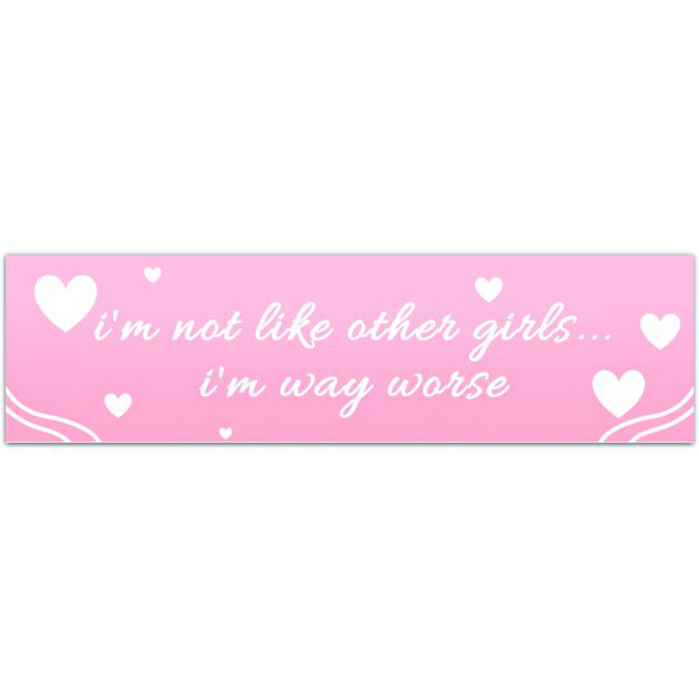 I'm Not Like Other Girls, I'm Way Worse Waterproof Sticker, Funny Gifts, Trendy Decal, Cute Stickers, Waterbottle Sticker, Funny Bumper Sticker [02073]