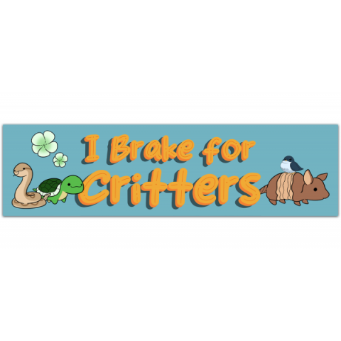 I Brake For Critters Bumper Sticker | Womens Gifts Accessories | Gen Z Stickers Pack Set | Animal Lover Vegan | Retro Printed Vinyl Decals [00216]