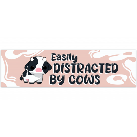 Easily Distracted By Cows Decal, Bumper Sticker, Car Decal [00225]