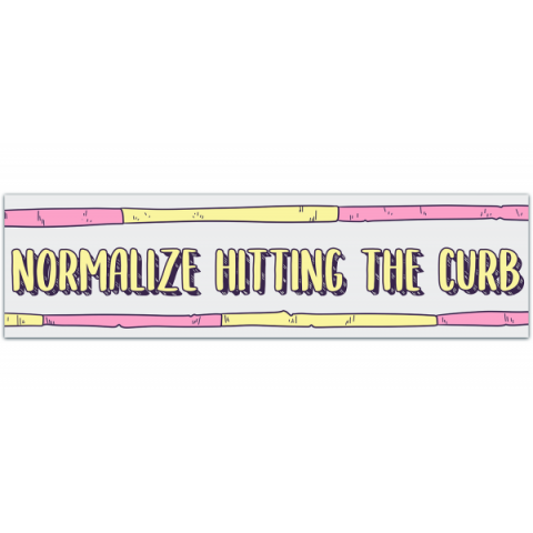 Normalize Hitting The Curb! Cute Smiley Face Funny Gen Z Meme Humor Sage Green Bumper Sticker Car Vehicle Vinyl Decal [00233]