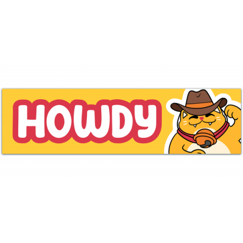 howdy cute cat bumper sticker [00322]