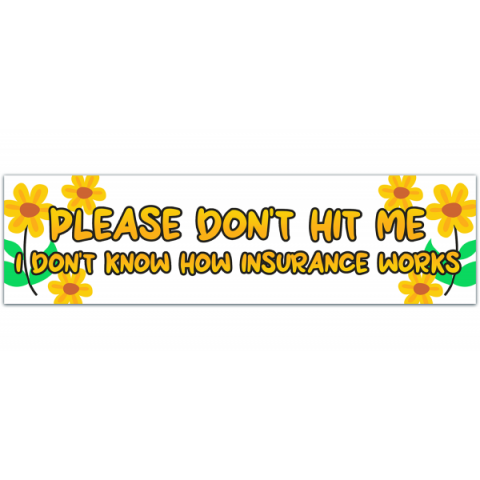 Please Don't Hit Me I Don't Know How Insurance Works/Funny Bumper Sticker/Car Decal/Vinyl Decals For Your Car/Trendy Car Accessories [00345]