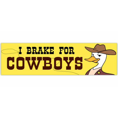 Gen z bumper sticker, I brake for cowboys" frog in cowboy hat sticker for cars, cute car decal [00412]