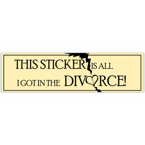 Divorce bumper sticker, dumb funny ironic gen z vinyl stickers for cars [00430]