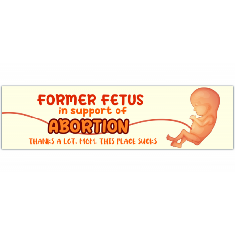 Pro-Choice Bumper Sticker - Former fetus in support of abortion - pro choice, pro life, weatherproof car decal, funny sticker [00461]