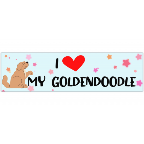 I Love My Goldendoodle Bumper Sticker/I Heart Sticker, Golden Retriever [00463]