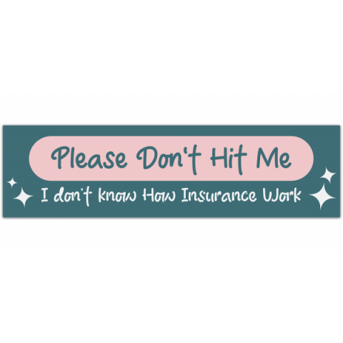 Please Don't Hit Me IDK How Car Insurance Works Bumper Sticker Car Sticker Car Decal TT Inspired [00560]