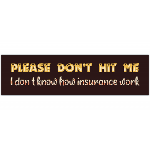 Please Don't Hit Me IDK How Car Insurance Works Bumper Sticker Car Sticker Car Decal TT Inspired [00567]