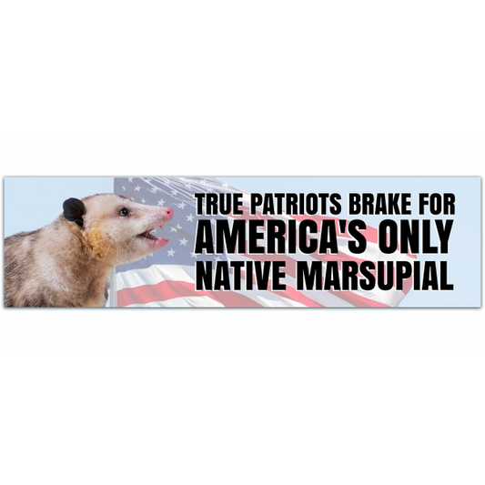 Possum Bumper Sticker - I brake for America's only native marsupial - Funny Opossum Weather Resistant Bumper Sticker - I brake for possums [00057]