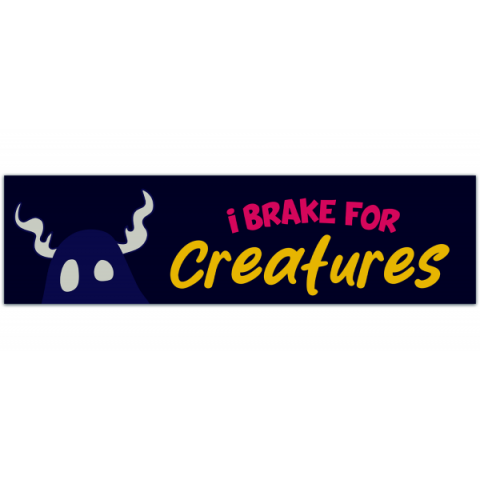 I Brake for Creatures Bumper Sticker | Cryptid Car Decal | Original Fade Weather Resistant Vinyl Sticker | spooky mothman night beast woods [00591]