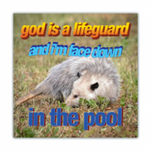 God Is A Lifeguard And I'm Face Down, In The Pool - Opossum/Possum - Funny Bumper Stickers [00653]