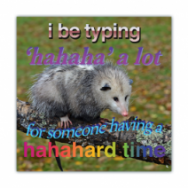 I Bet Typing 'hahaha' A Lot, For Someone Having A Hahahard Time - Opossum/Possum - Funny Bumper Stickers [00662]