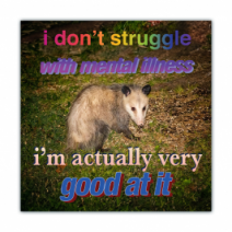 I Don't Struggle With Mental Illness, I'm Actually Very Good At It - Opossum/Possum - Funny Bumper Stickers [00667]