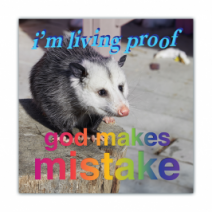 I'm Living Proof, God Makes Mistakes - Opossum/Possum - Funny Bumper Stickers [00690]