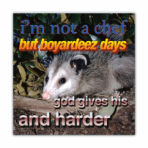 I'm Not A Chef But Boyardeez Days, God Gives His And Harder - Opossum/Possum - Funny Bumper Stickers [00738]