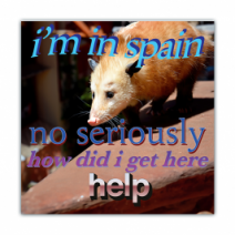 I'm In Spain, No Seriously How Did I Get Here Help - Opossum/Possum - Funny Bumper Stickers [00787]