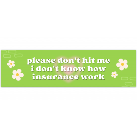 Please Don't Hit Me I Don't Know How Insurance Works/Funny Bumper Sticker/Car Decal/Vinyl Decals For Your Car/Trendy Car Accessories [00832]