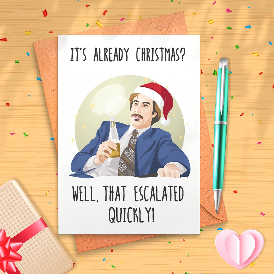 Funny 'Well, That Escalated Quickly!' Christmas Card - Funny Holidays, Merry Christmas, Christmas Humor, Funny, Stocking Stuffers [00553]