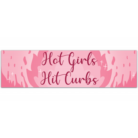 Hot Girls Hit Curbs! Funny Gen Z Meme Cute Pink Girly Aesthetic Vanity Front License Plate Car Vehicle Decor Accessories Bumper Stickers [00948]