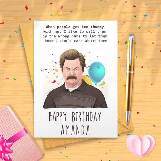 Ron Wrong Name Birthday Card, Happy Birthday Card, TV greetings card, Happy Birthday Card [00074]