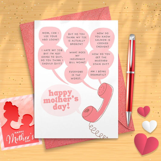Calls To Mom Mothers Day Card | Funny Mothers Day Card, Mother's Day Card, Funny Mother's Day Card, Happy Mother's Day, Funny Mom [02524]